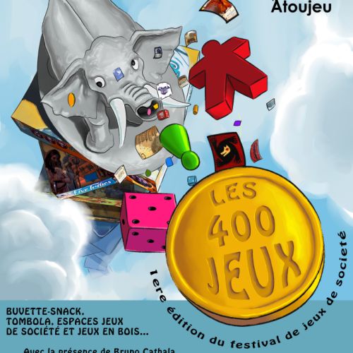 Affiche pour le festival 'les 400 jeux' pour l'association Atoujeu-Numérique