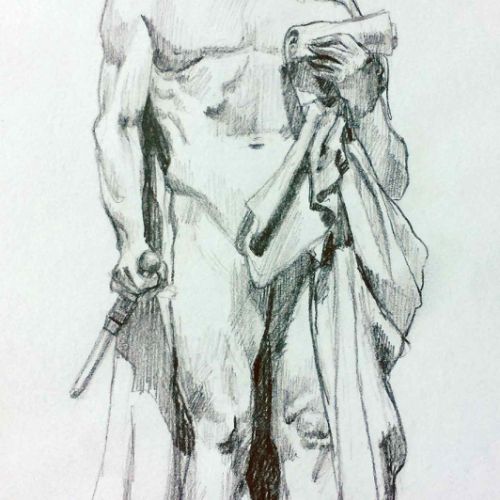croquis d'une sculpture-crayon de papier