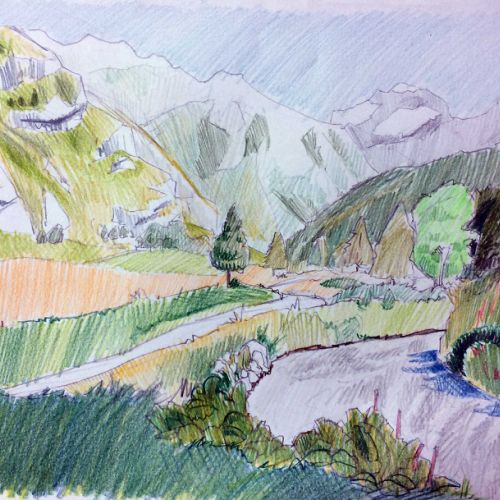 croquis crayons de couleurs