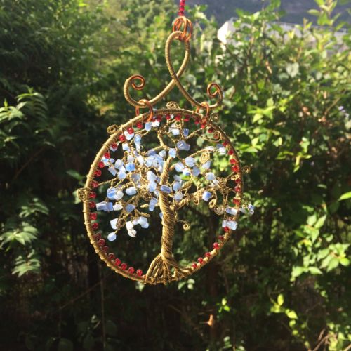 Petit arbre de vie-fil de laiton recuit, perles de rocaille et selenite-vendu