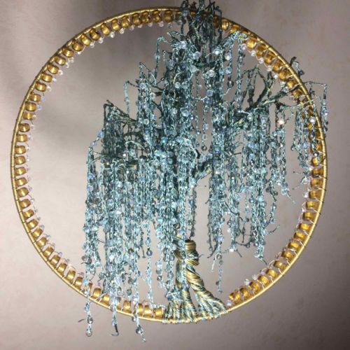 Saule pleureur. Laiton, cuivre, nylon, perles de christal et verre-700 euros