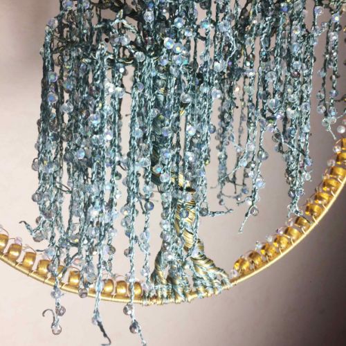 Saule pleureur. Laiton, cuivre, nylon, perles de christal et verre-700 euros