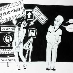 illustration encre de chine et feutre noir