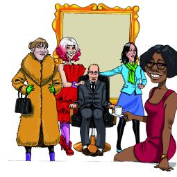 illustration pour une affiche de théâtre avec caricatures des comédiens