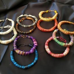 Bracelet scoubi simple-cuivre ni ou plaqué argent, scoubidou-10 euros piece-envoi possible