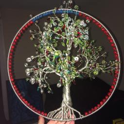 Mobile arbre de vie-cuivre étamé et perle de verre-620 euros