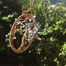 Petit arbre de vie-fil de laiton recuit, perles de rocaille et selenite-vendu