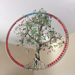 Mobile arbre de vie-cuivre étamé et perle de verre-620 euros