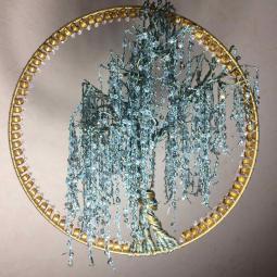 Saule pleureur. Laiton, cuivre, nylon, perles de christal et verre-700 euros